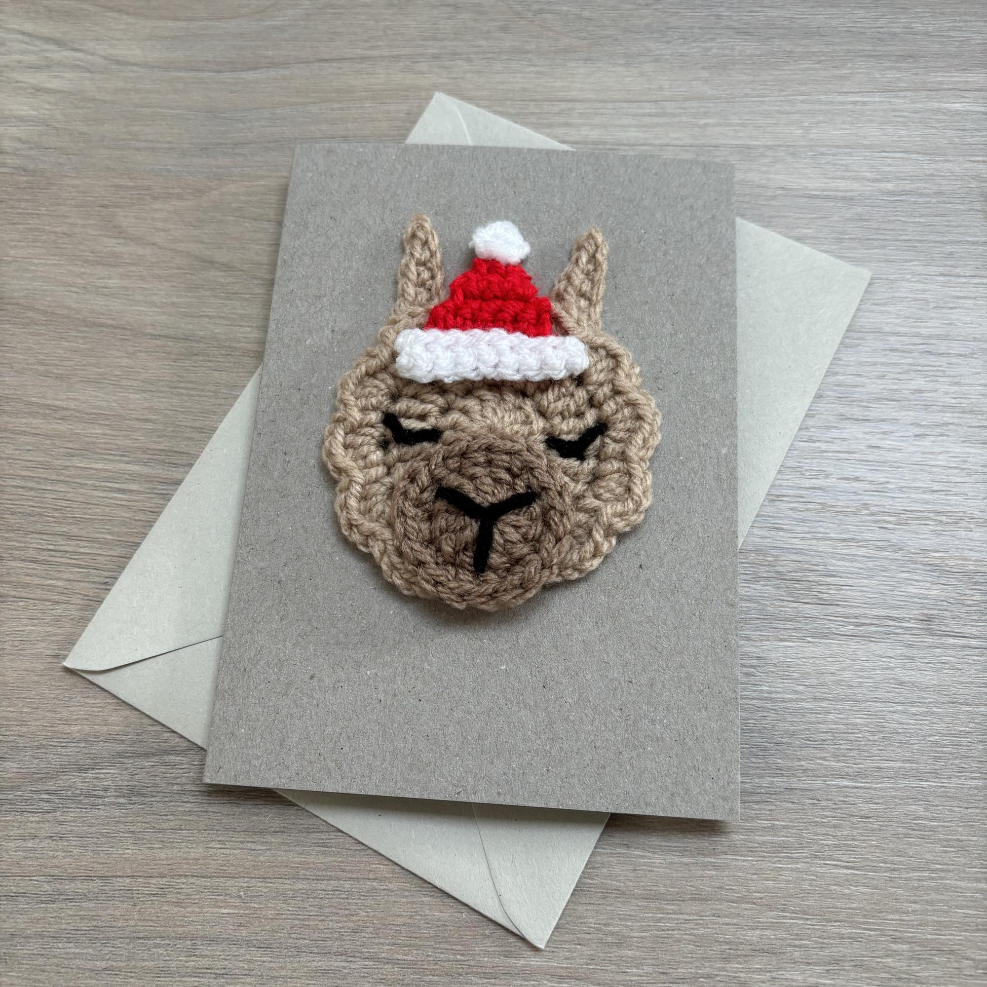 Crochet Christmas Llama 100% Recycled Greetings Card