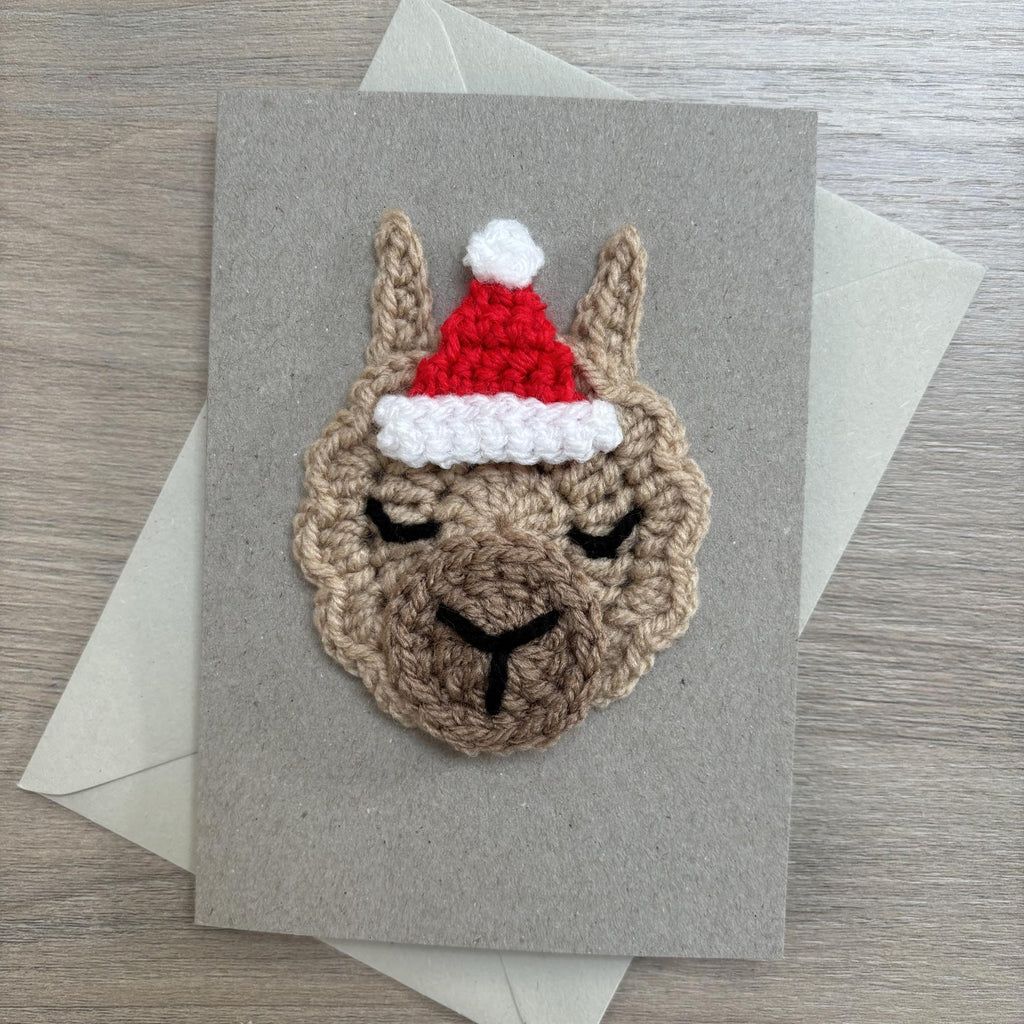 Crochet Christmas Llama 100% Recycled Greetings Card