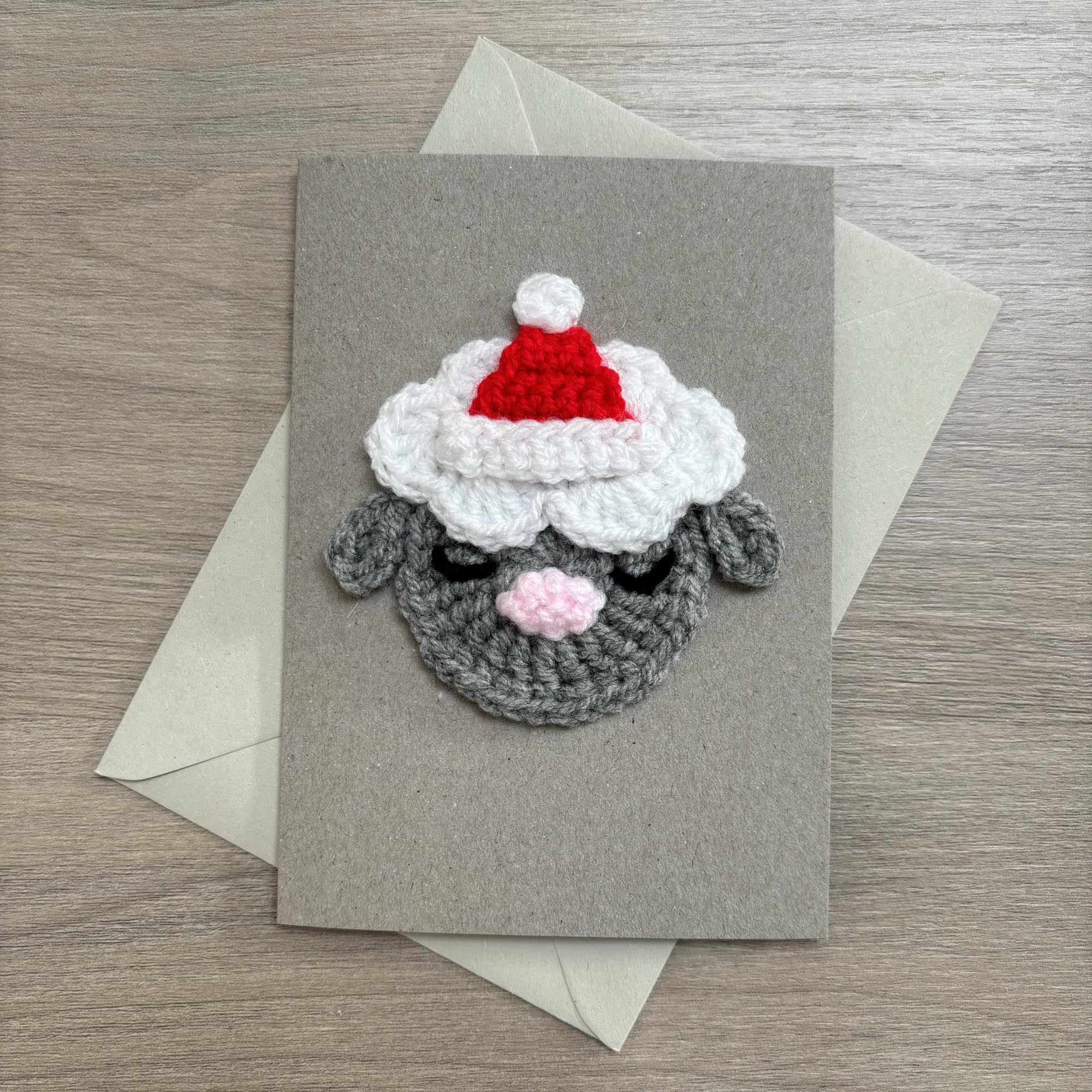 Crochet Christmas Sheep 100% Recycled Greetings Card