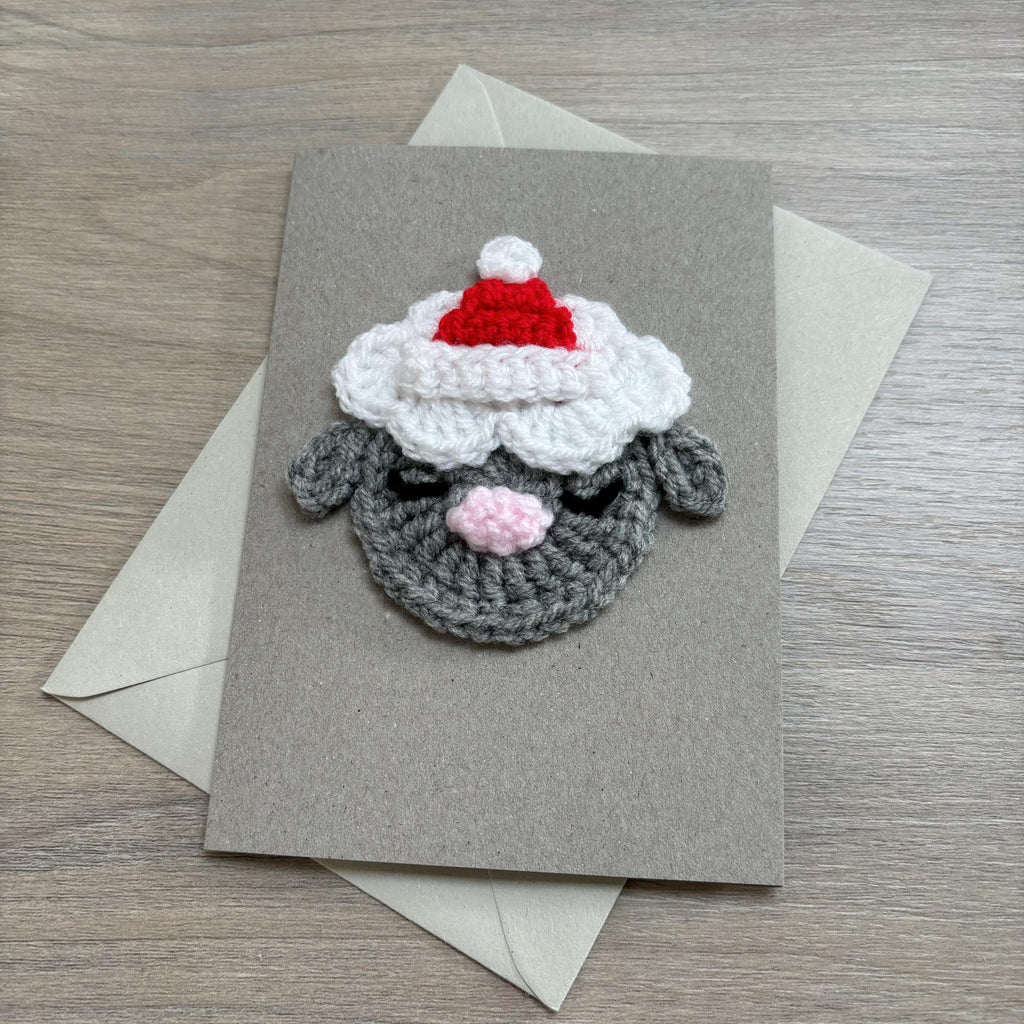 Crochet Christmas Sheep 100% Recycled Greetings Card