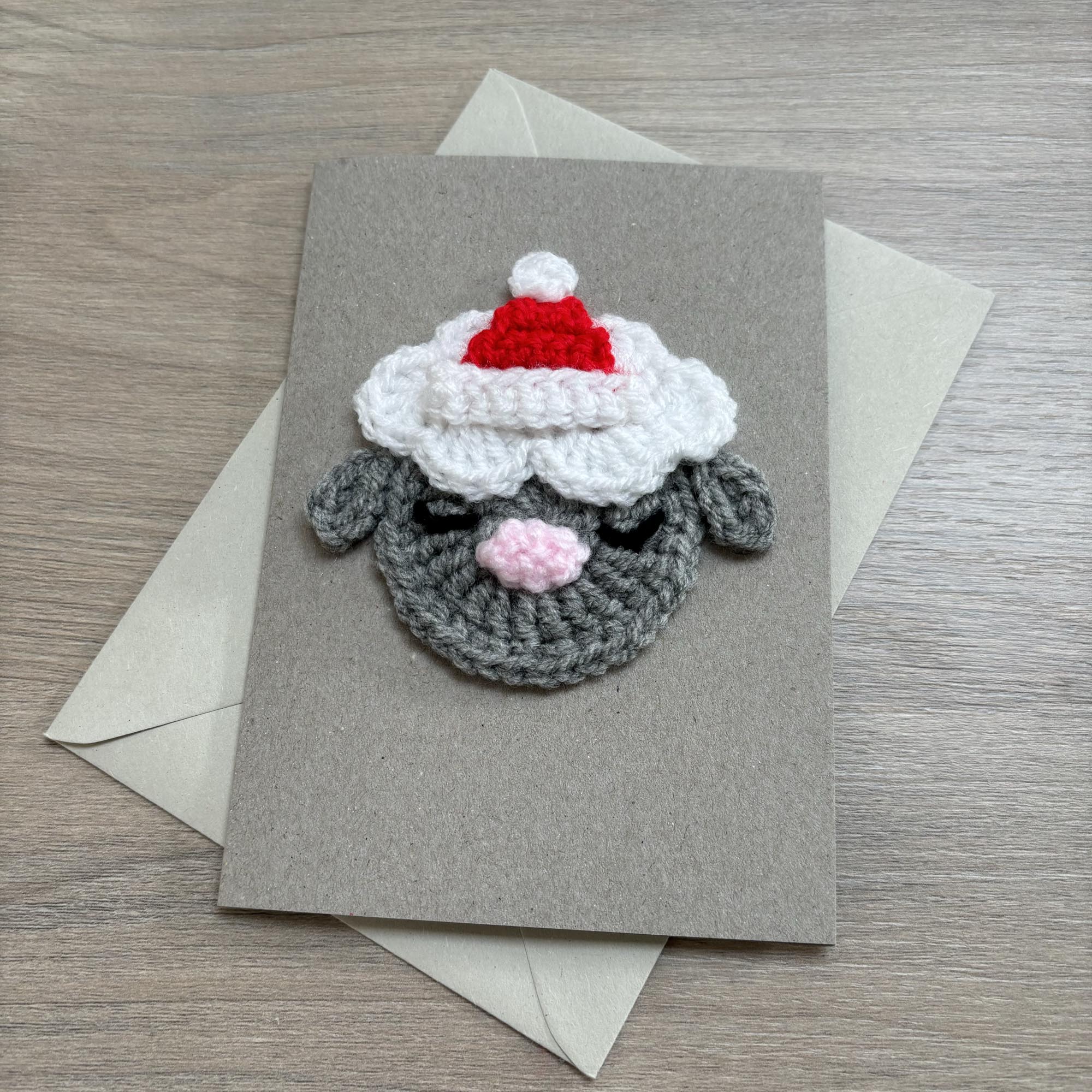 Crochet Christmas Sheep 100% Recycled Greetings Card