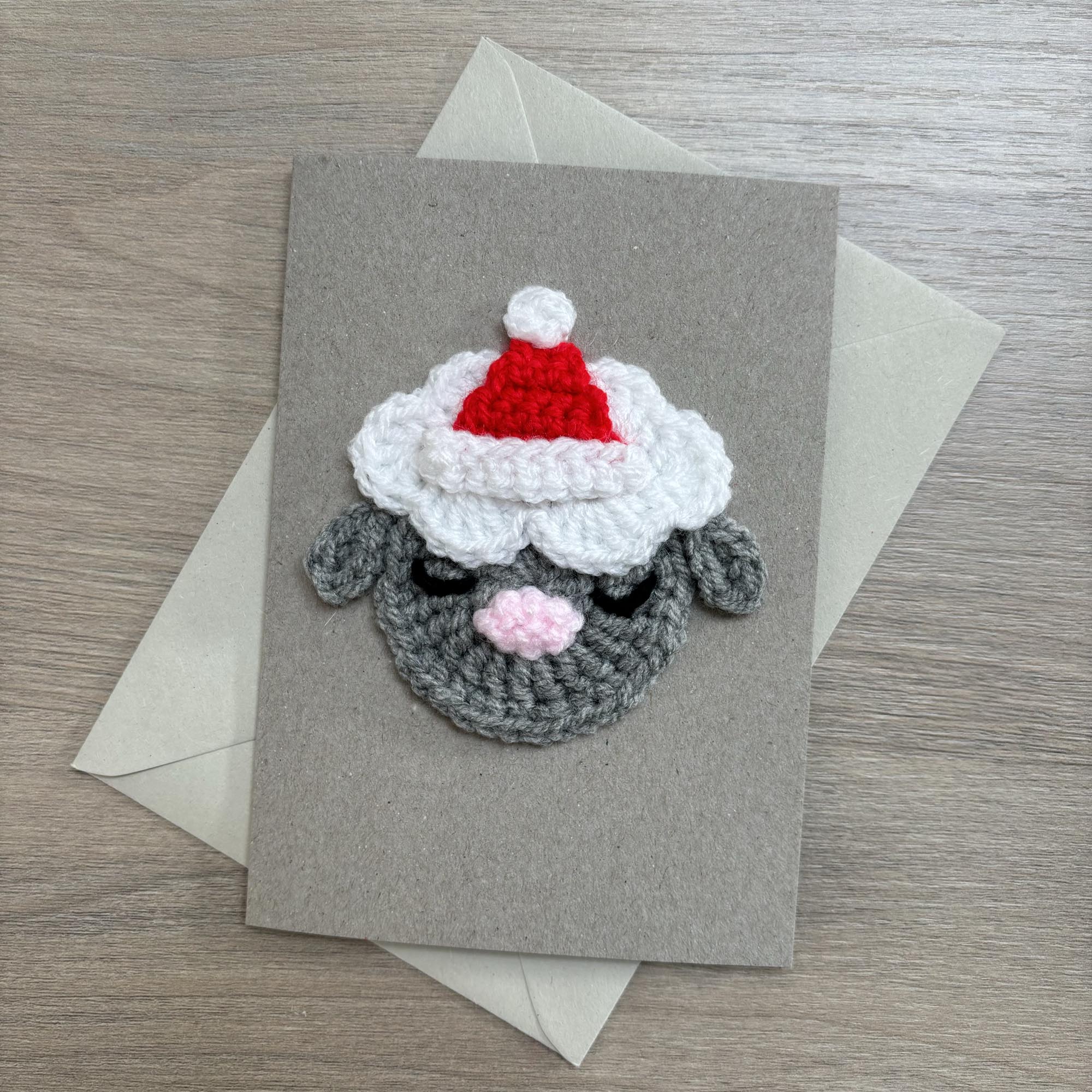 Crochet Christmas Sheep 100% Recycled Greetings Card