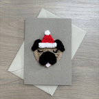 Crochet Christmas Pug 100% Recycled Greetings Card