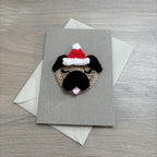 Crochet Christmas Pug 100% Recycled Greetings Card