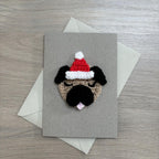 Crochet Christmas Pug 100% Recycled Greetings Card