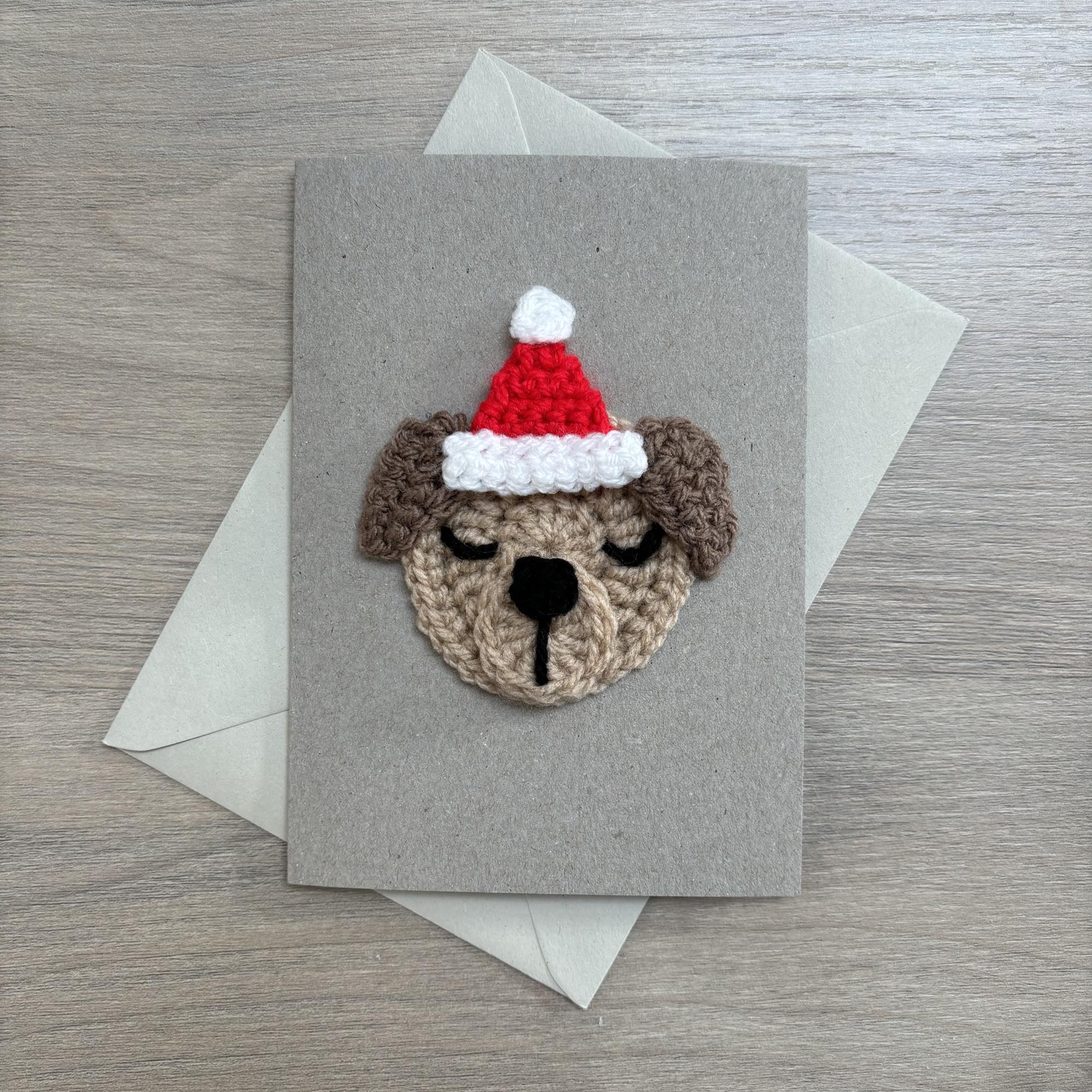 Crochet Christmas Dog 100% Recycled Greetings Card