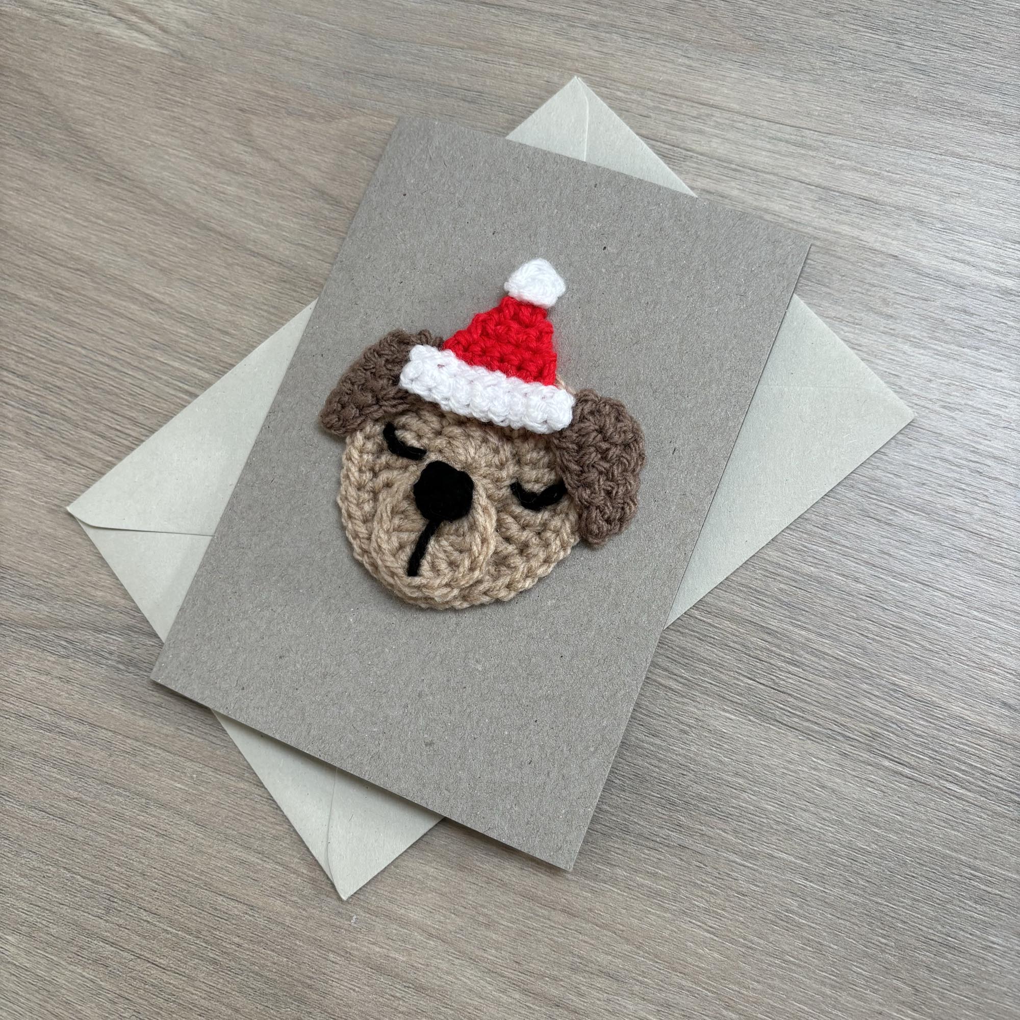 Crochet Christmas Dog 100% Recycled Greetings Card