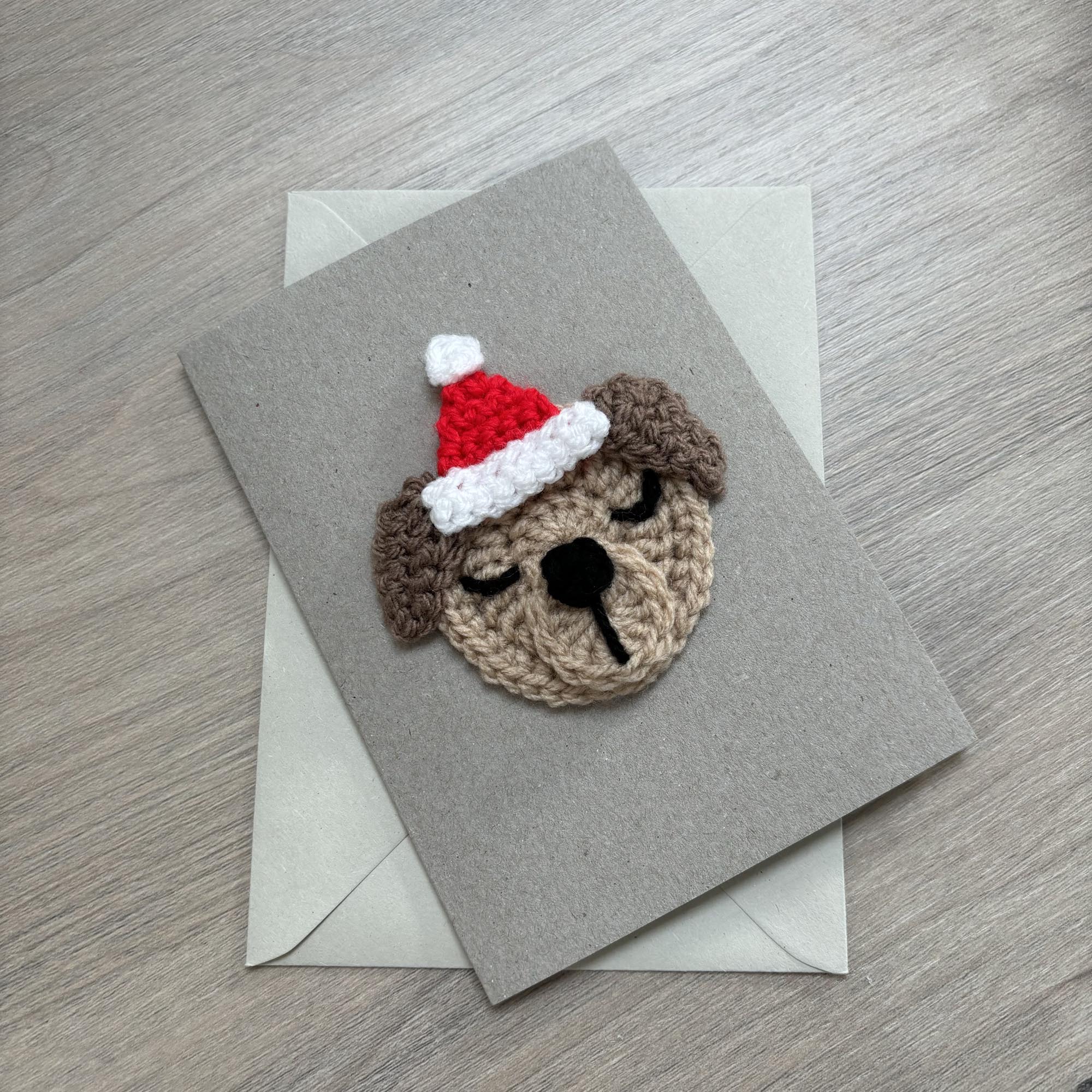 Crochet Christmas Dog 100% Recycled Greetings Card
