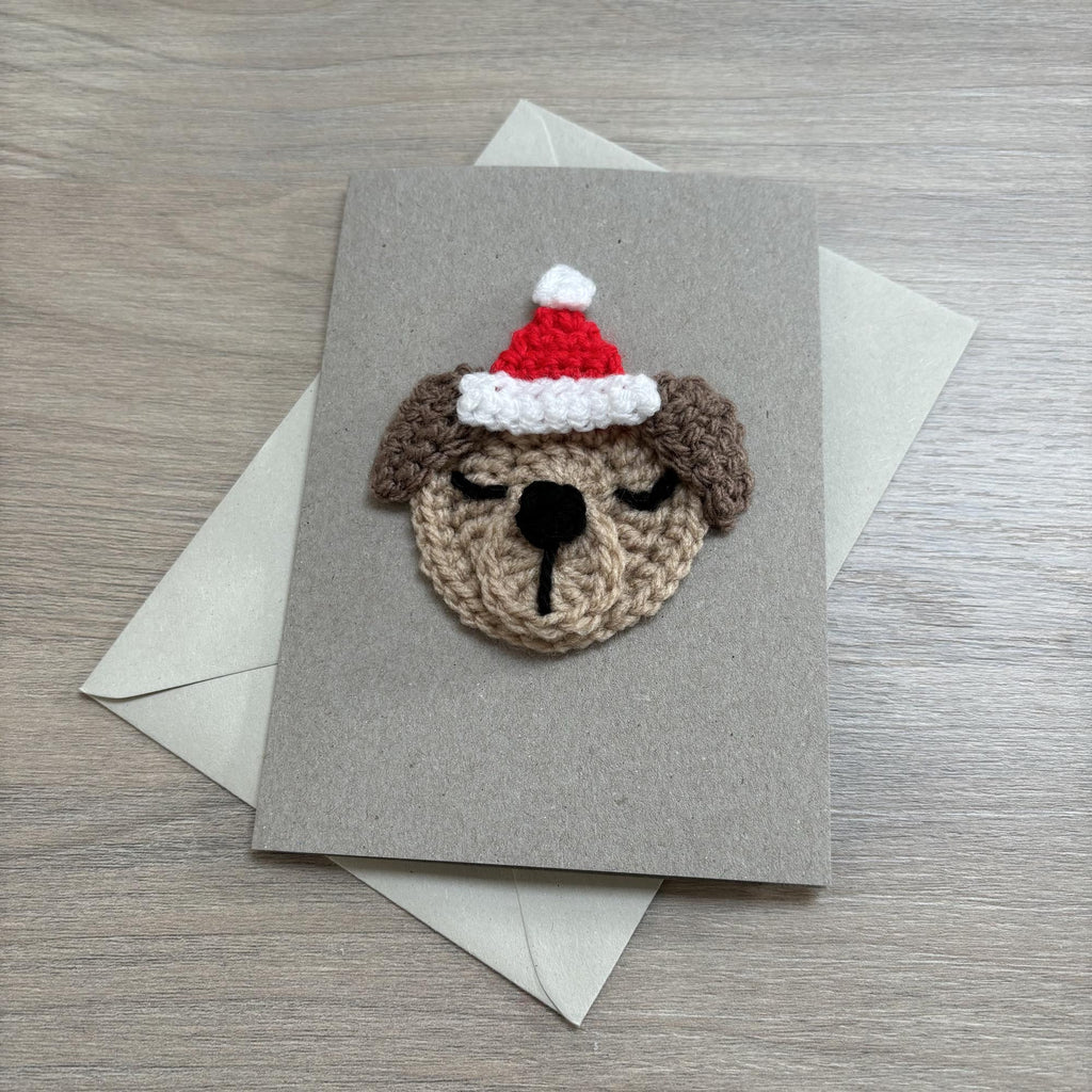 Crochet Christmas Dog 100% Recycled Greetings Card