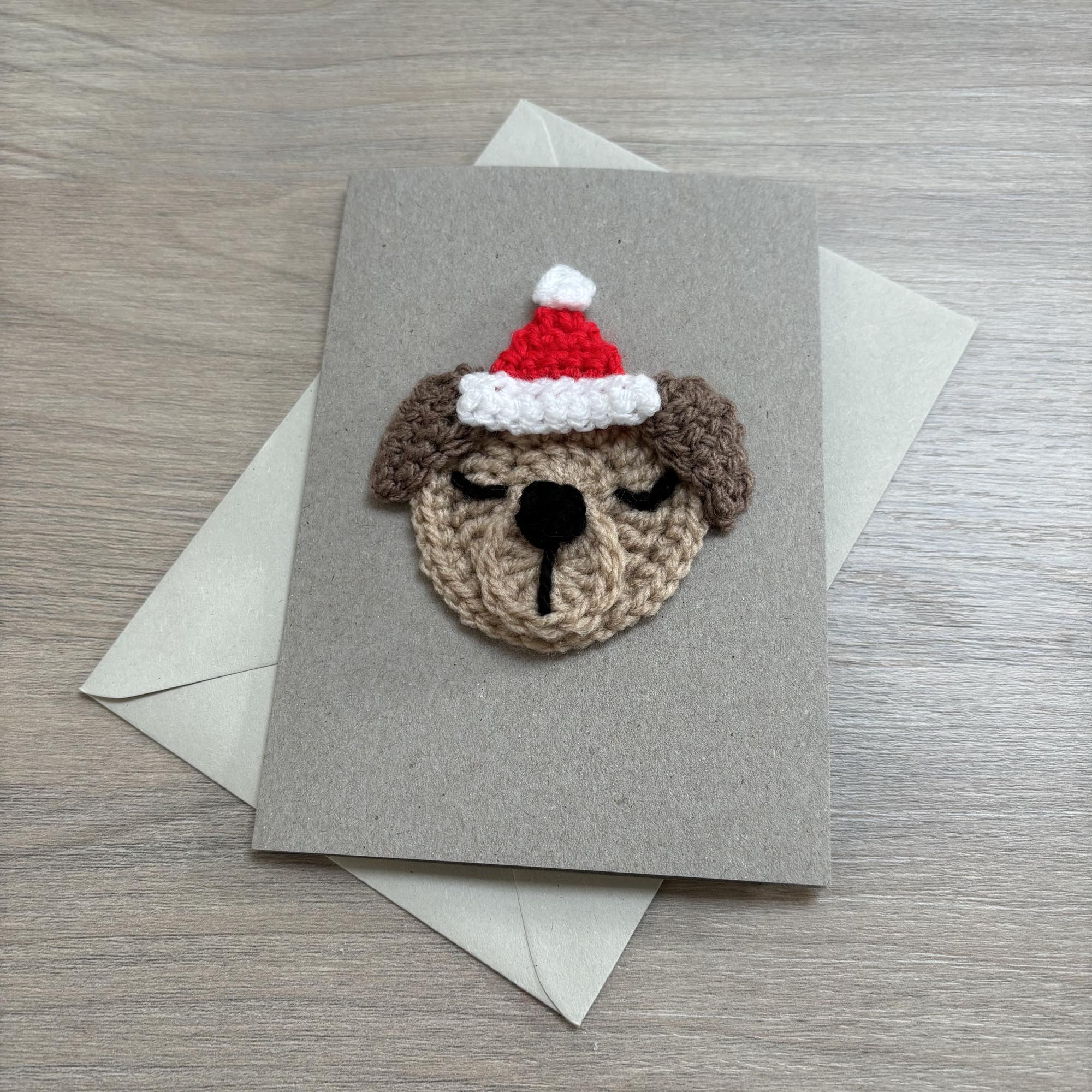 Crochet Christmas Dog 100% Recycled Greetings Card