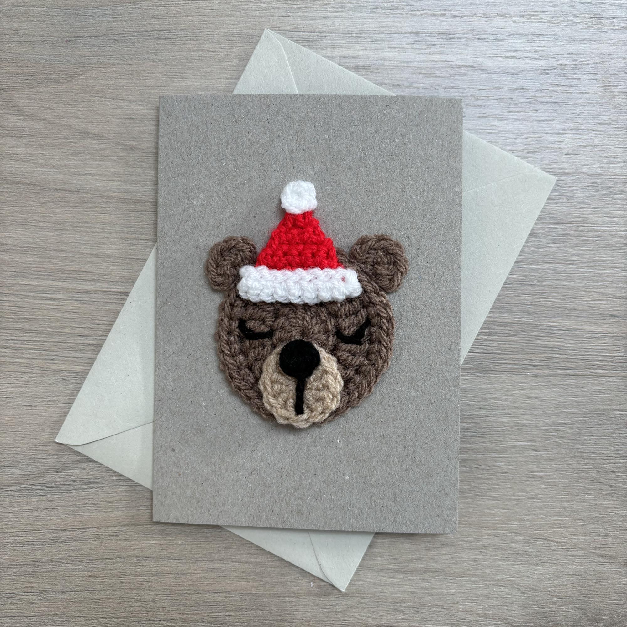 Crochet Christmas Bear 100% Recycled Greetings Card
