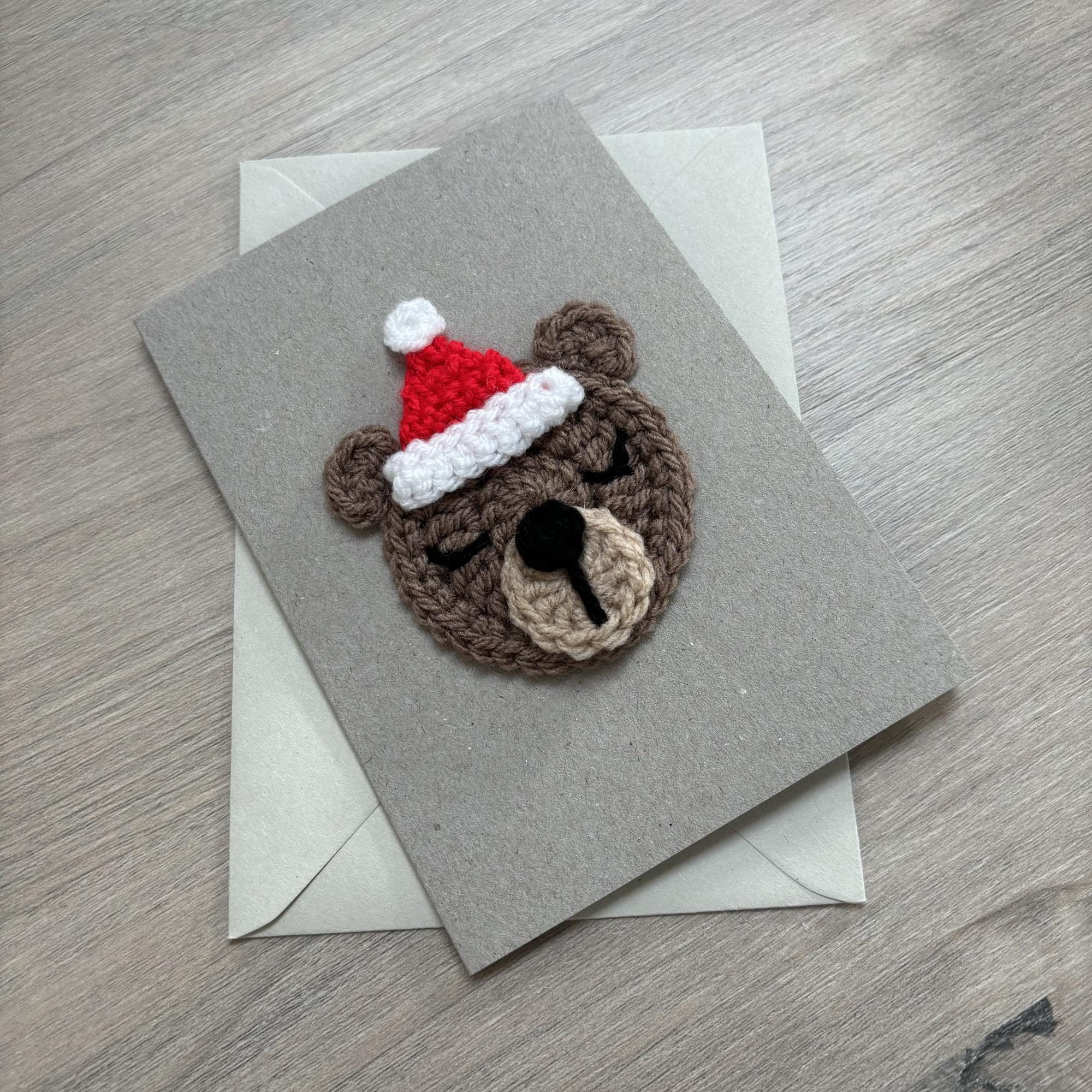 Crochet Christmas Bear 100% Recycled Greetings Card