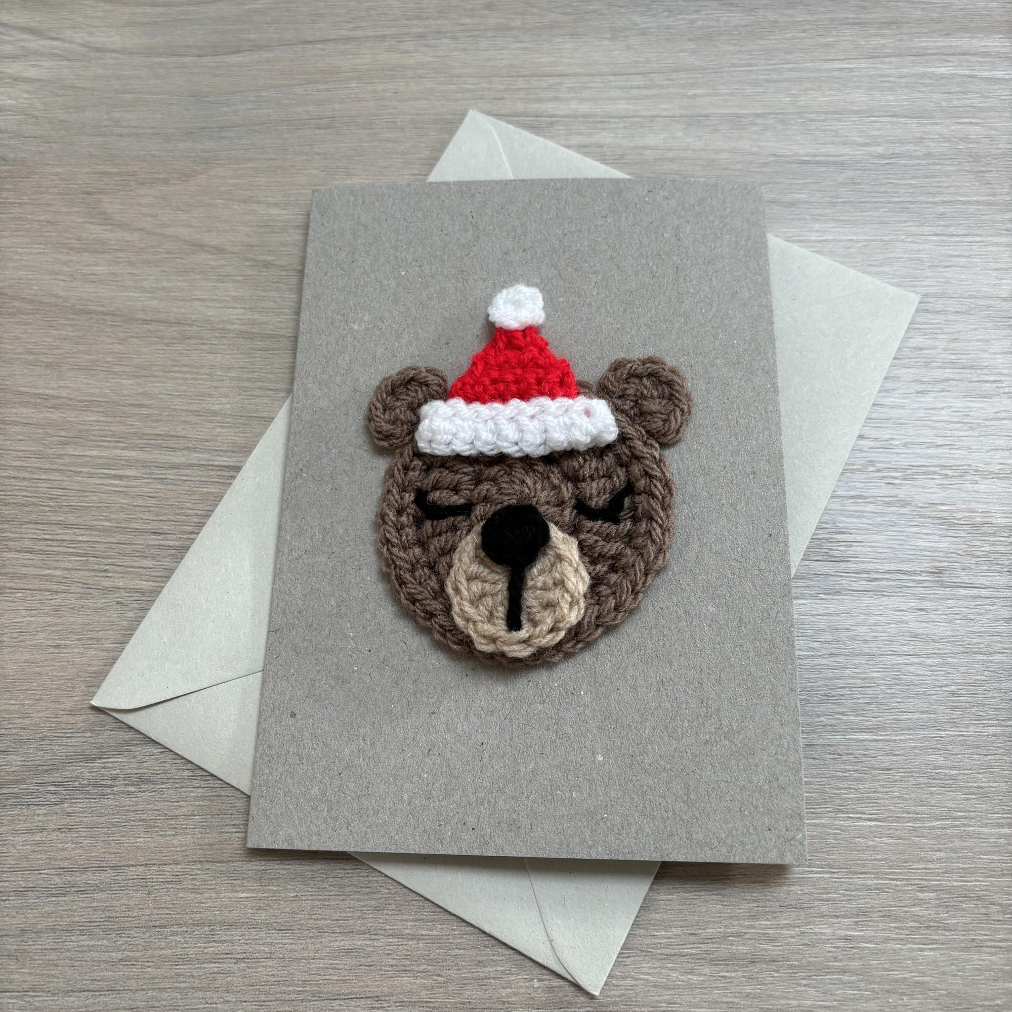 Crochet Christmas Bear 100% Recycled Greetings Card