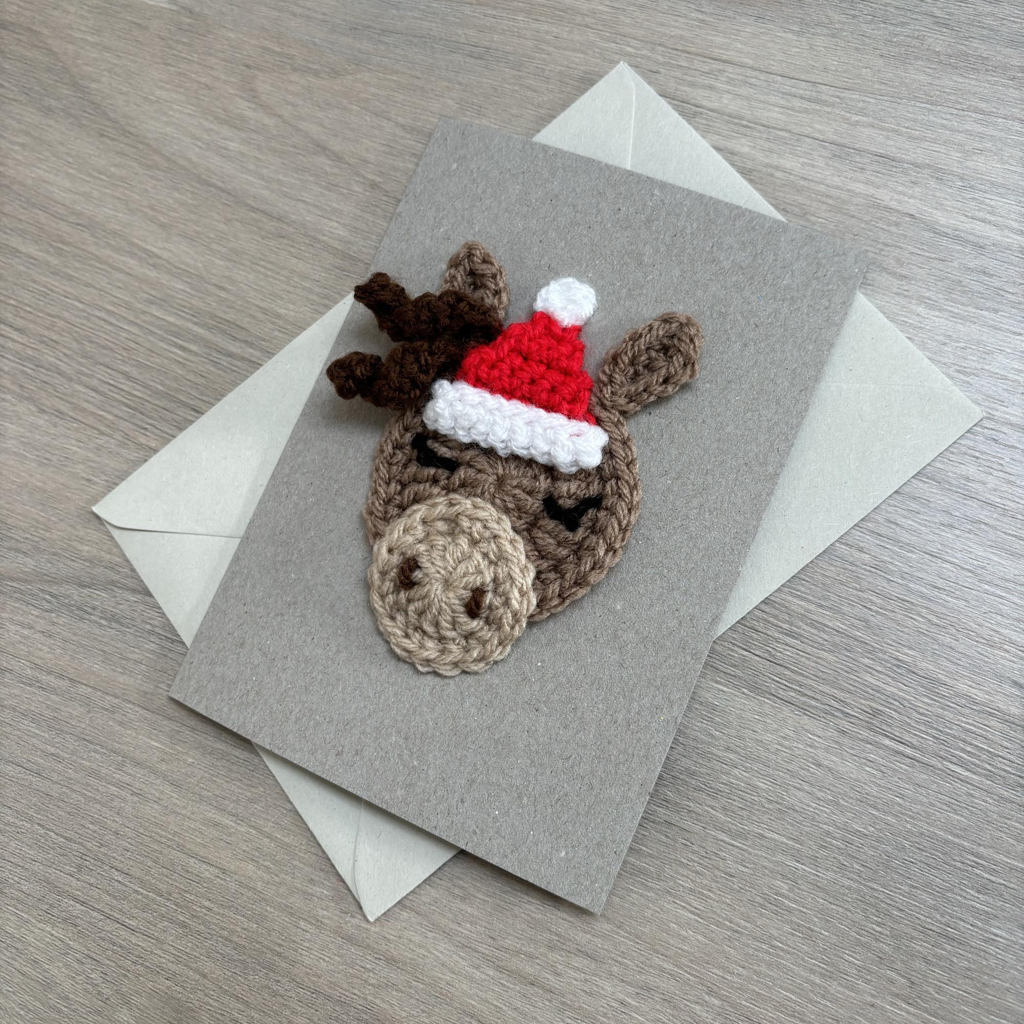 Crochet Christmas Horse 100% Recycled Greetings Card