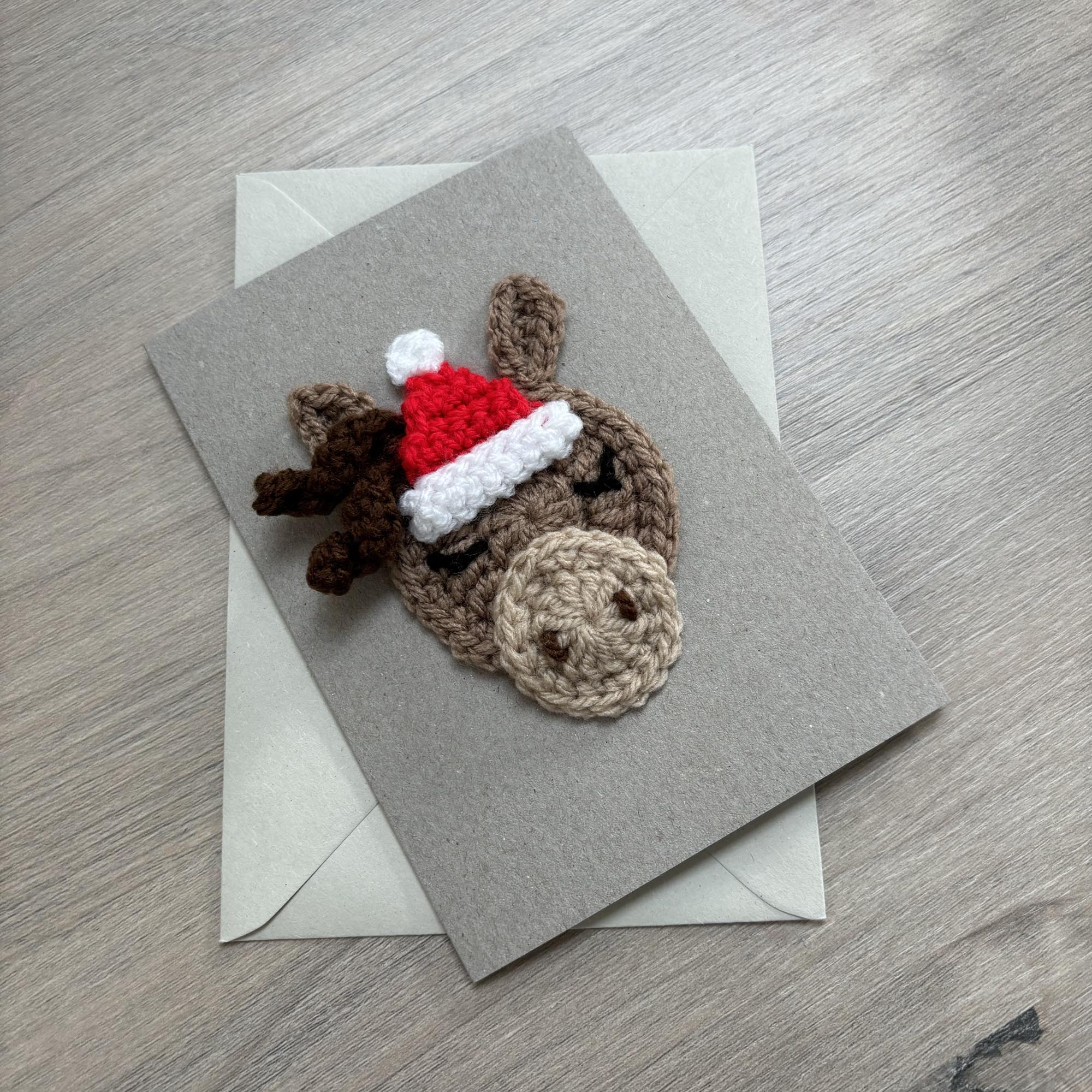 Crochet Christmas Horse 100% Recycled Greetings Card