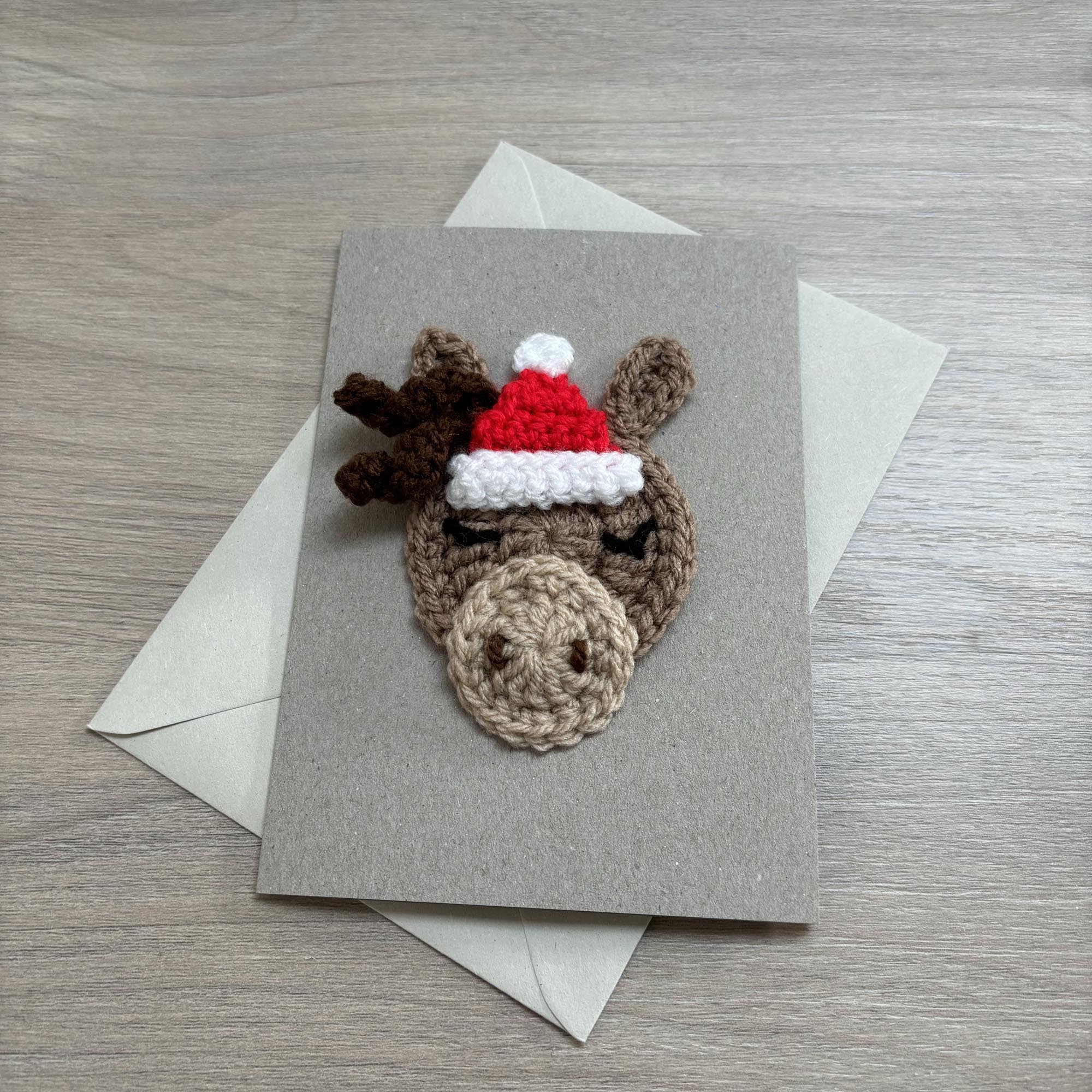 Crochet Christmas Horse 100% Recycled Greetings Card
