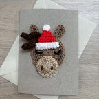 Crochet Christmas Horse 100% Recycled Greetings Card