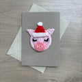 Crochet Christmas Pig 100% Recycled Greetings Card