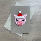 Crochet Christmas Pig 100% Recycled Greetings Card