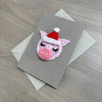 Crochet Christmas Pig 100% Recycled Greetings Card