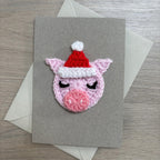 Crochet Christmas Pig 100% Recycled Greetings Card