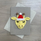 Crochet Christmas Giraffe 100% Recycled Greetings Card