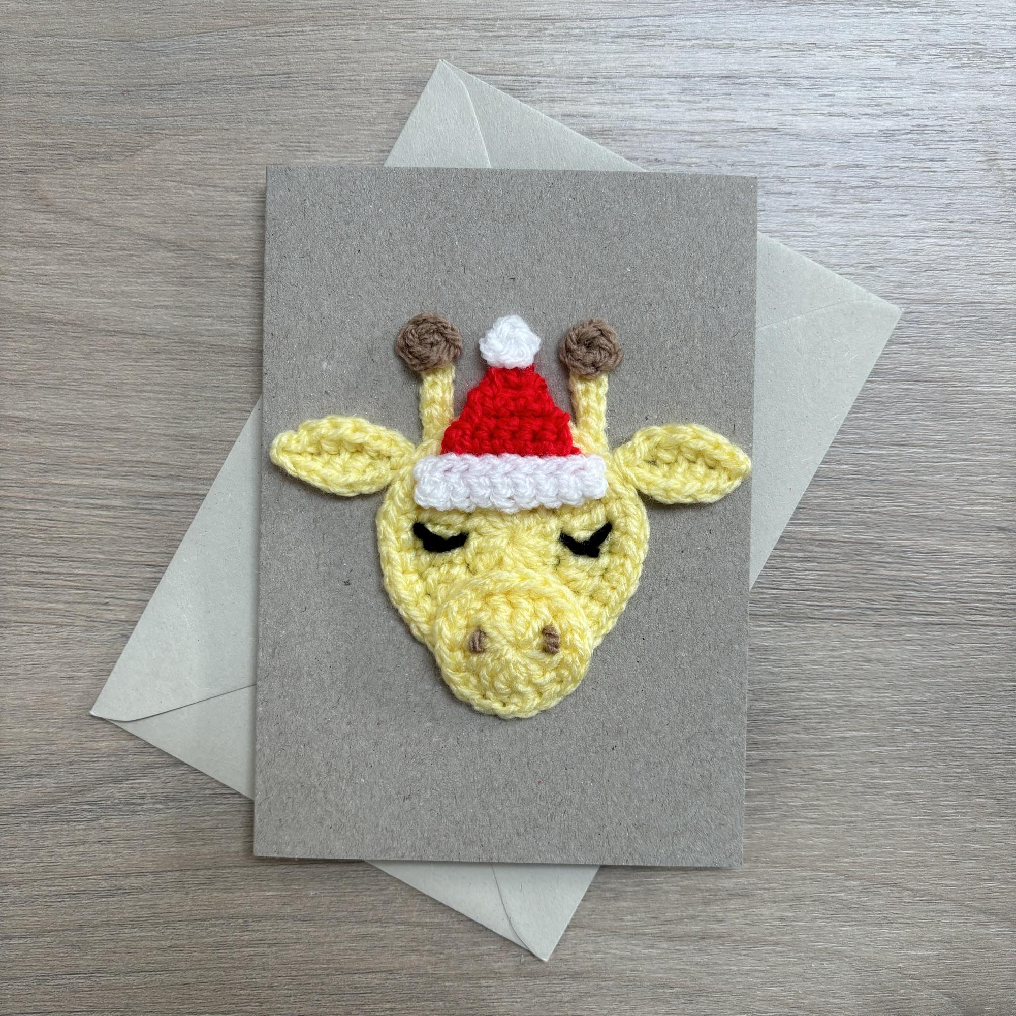 Crochet Christmas Giraffe 100% Recycled Greetings Card