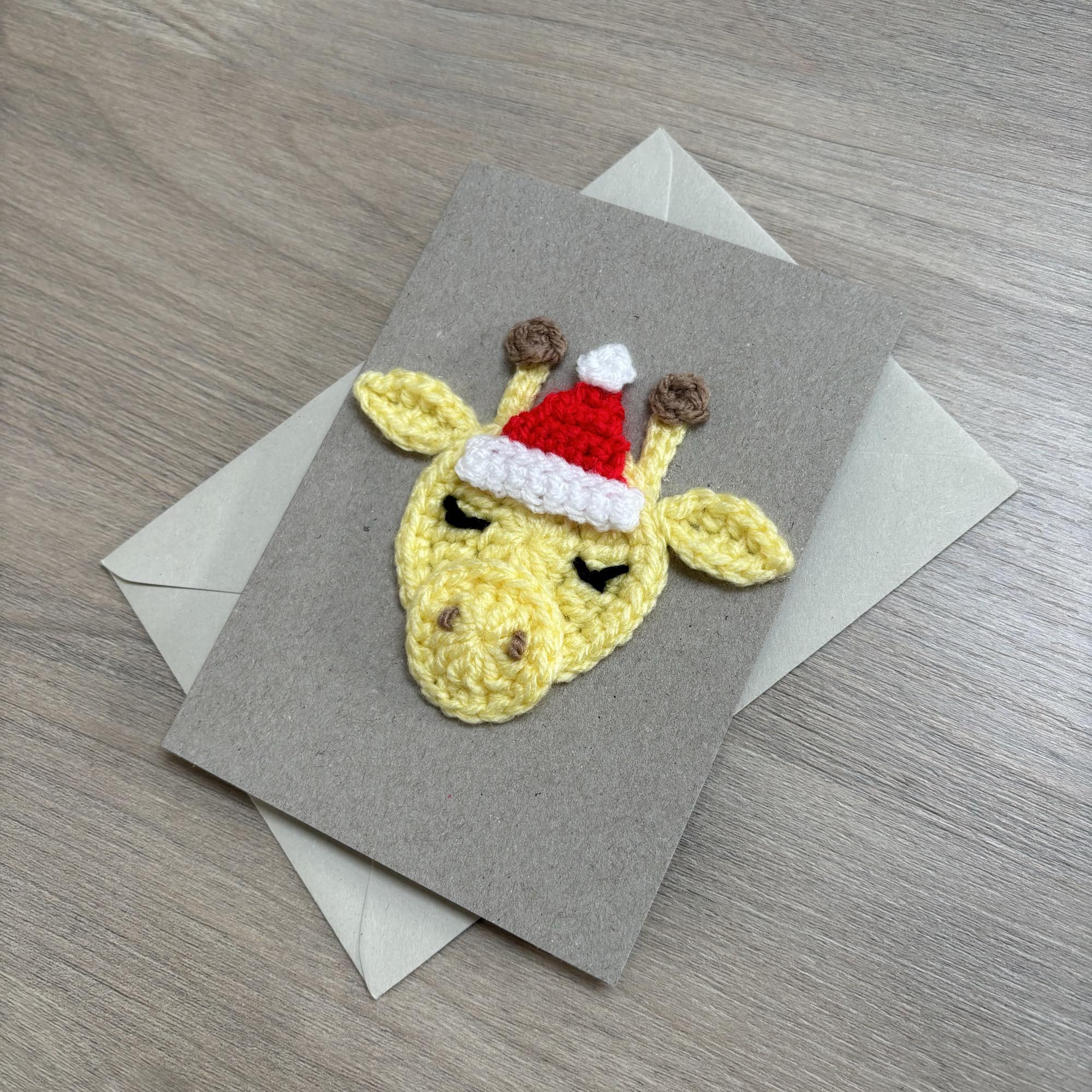 Crochet Christmas Giraffe 100% Recycled Greetings Card