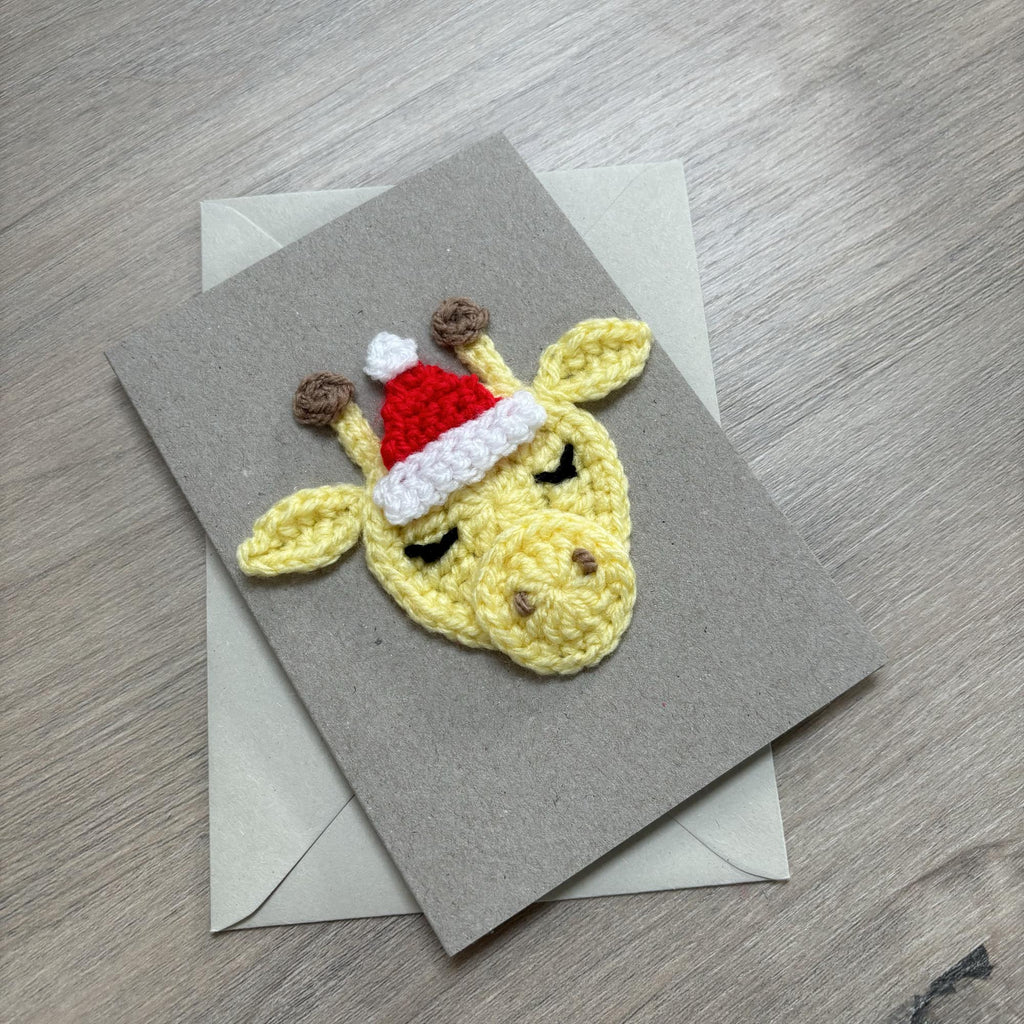 Crochet Christmas Giraffe 100% Recycled Greetings Card