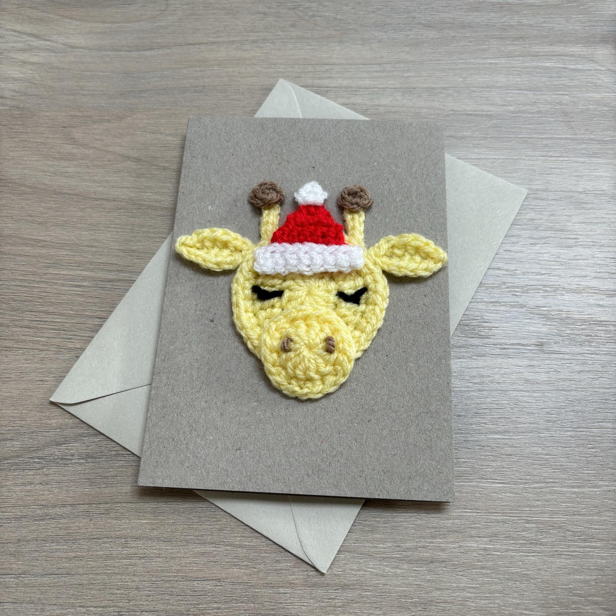 Crochet Christmas Giraffe 100% Recycled Greetings Card