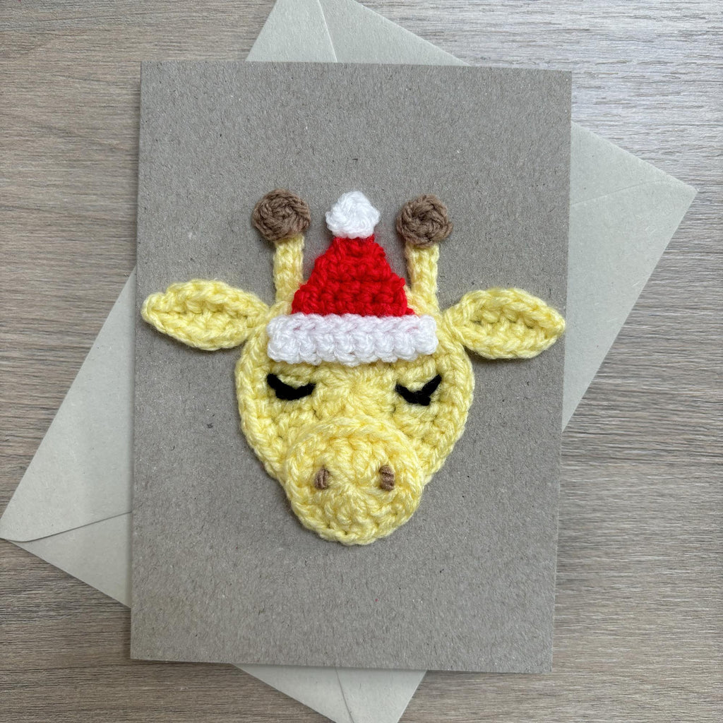 Crochet Christmas Giraffe 100% Recycled Greetings Card