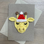 Crochet Christmas Giraffe 100% Recycled Greetings Card