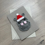 Crochet Christmas Hippo 100% Recycled Greetings Card