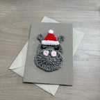 Crochet Christmas Hippo 100% Recycled Greetings Card