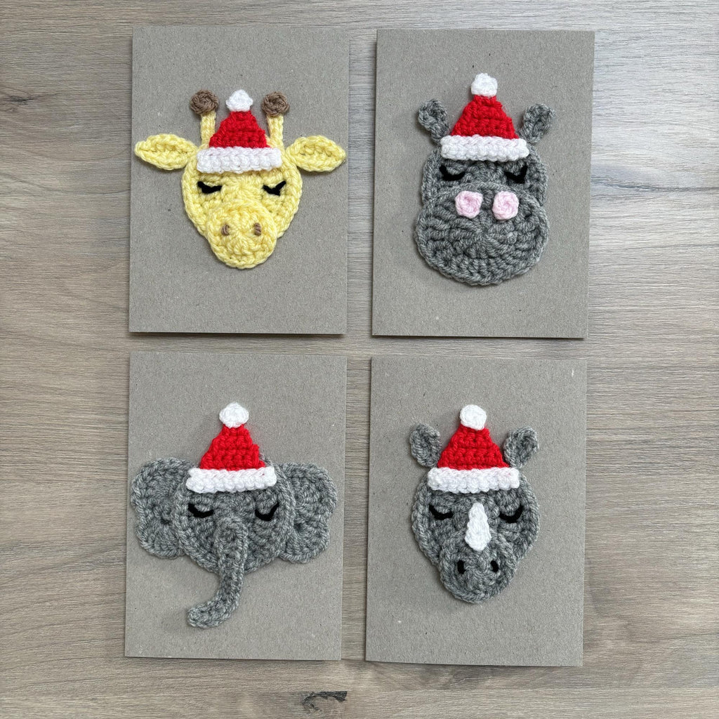 Crochet Christmas Elephant 100% Recycled Greetings Card