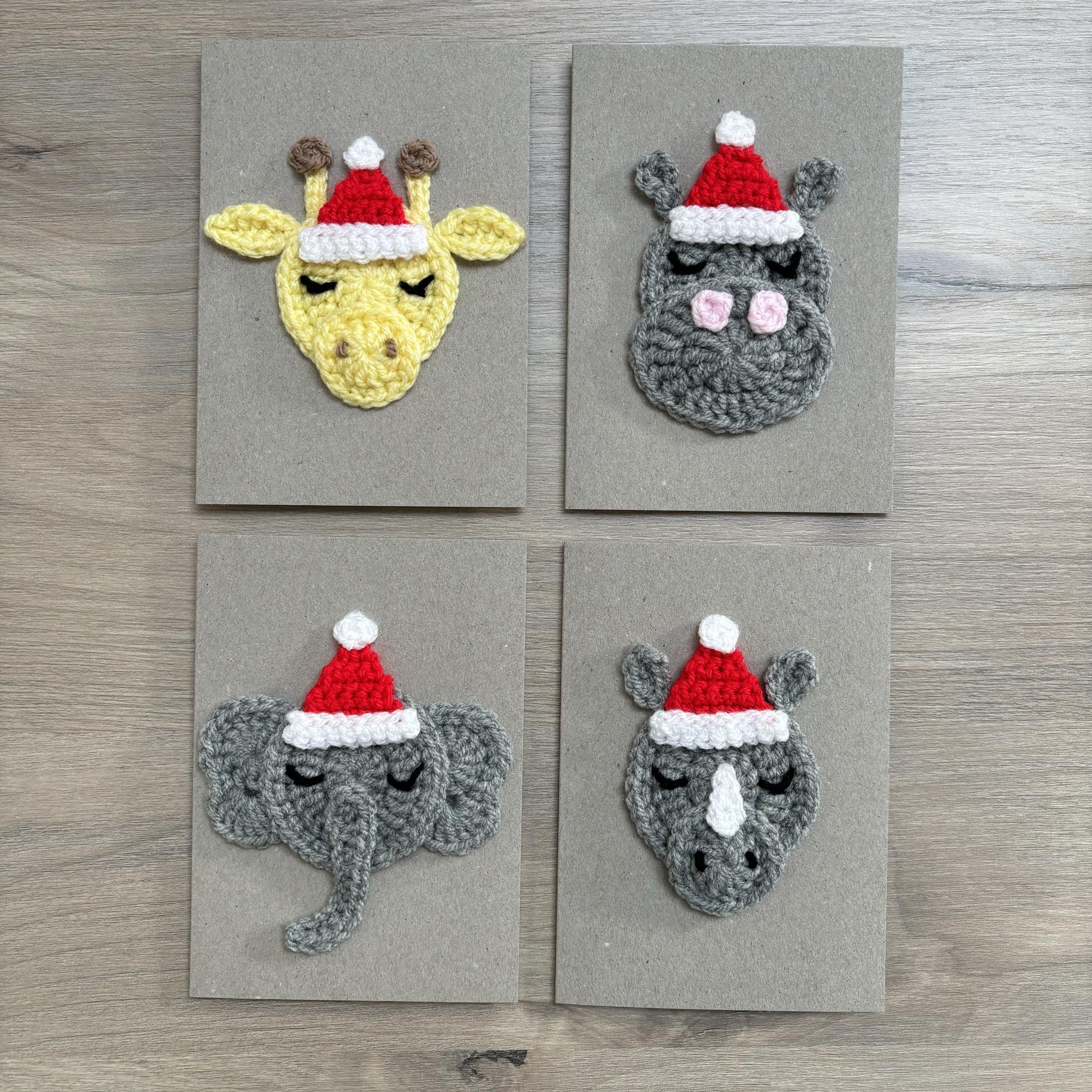 Crochet Christmas Elephant 100% Recycled Greetings Card