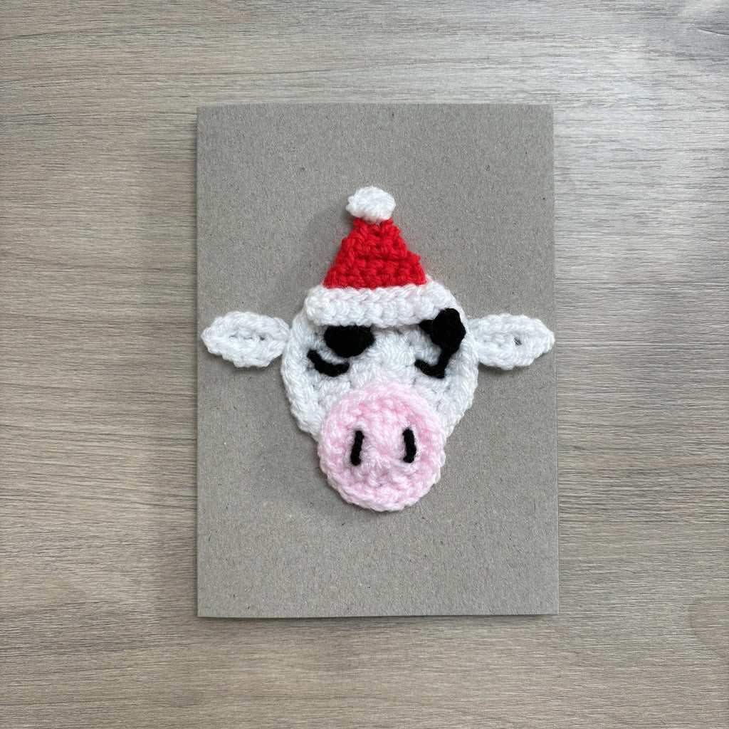 Crochet Christmas Cow 100% Recycled Greetings Card