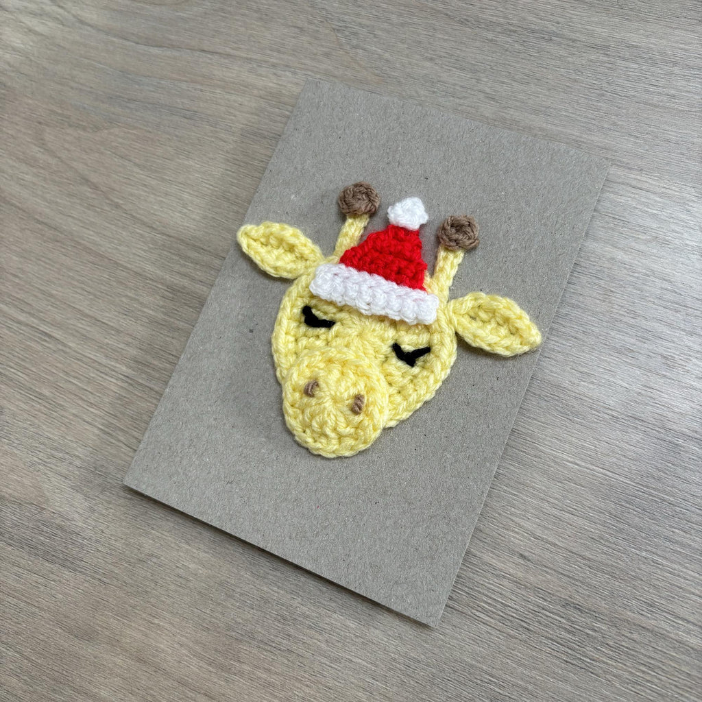 Crochet Christmas Giraffe 100% Recycled Greetings Card