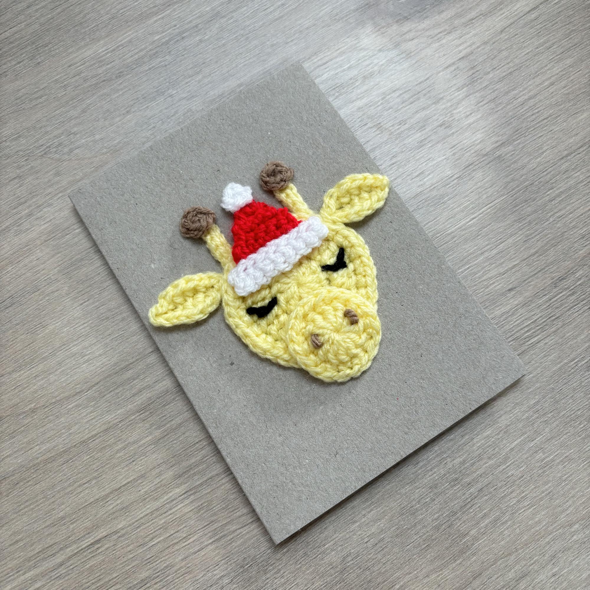 Crochet Christmas Giraffe 100% Recycled Greetings Card