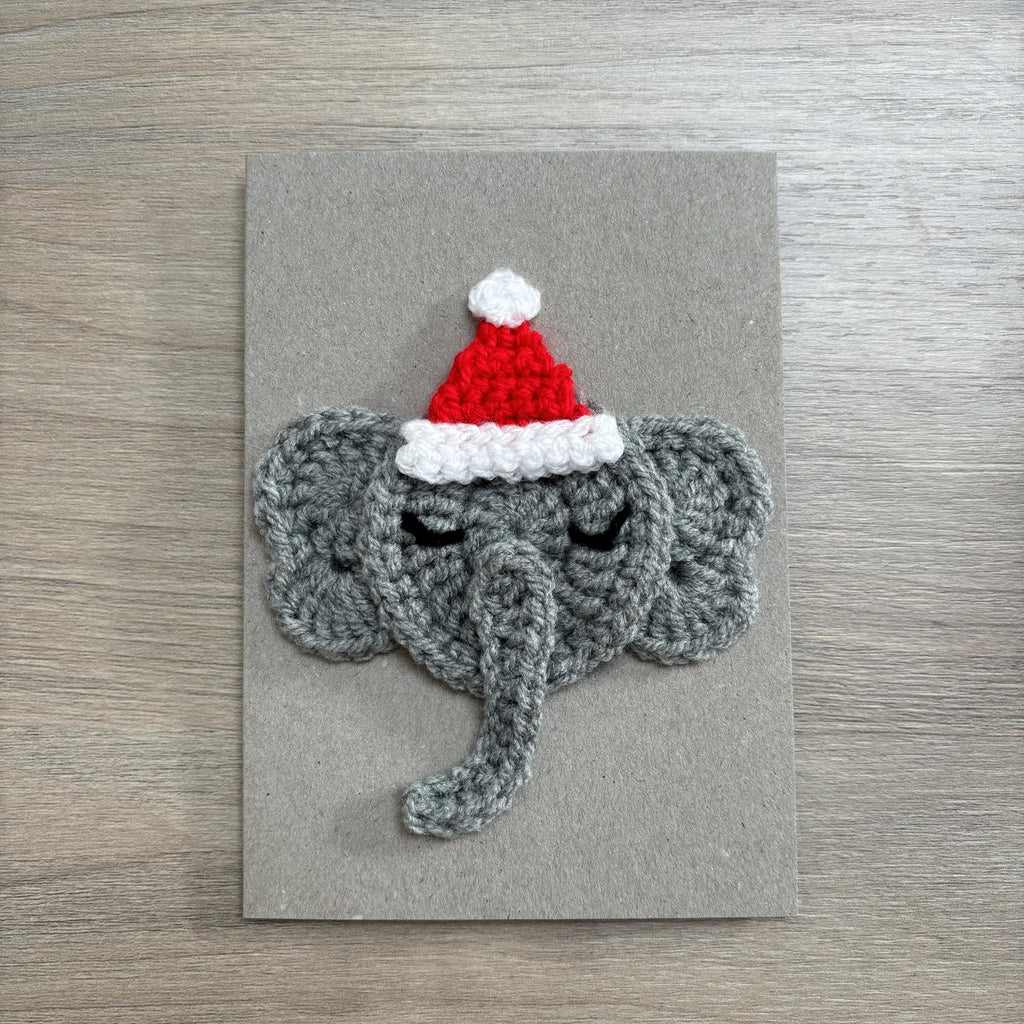 Crochet Christmas Elephant 100% Recycled Greetings Card