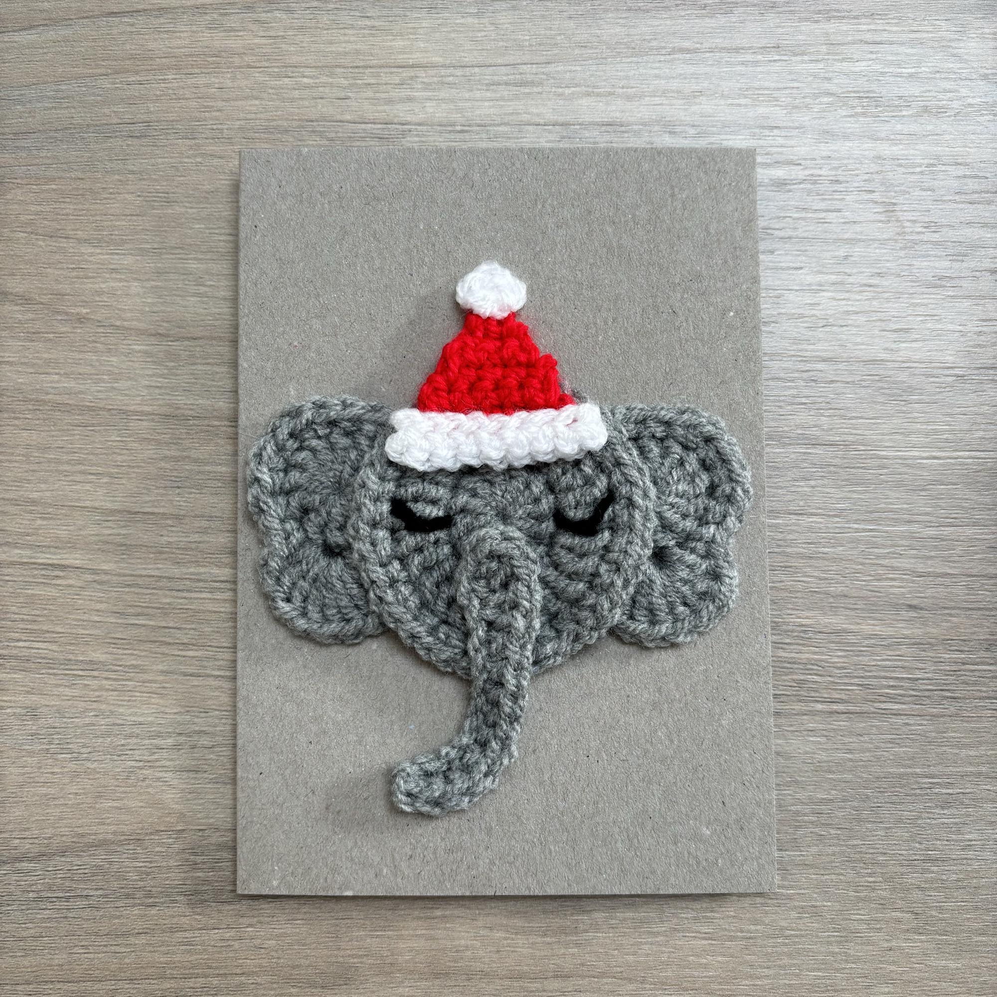 Crochet Christmas Elephant 100% Recycled Greetings Card