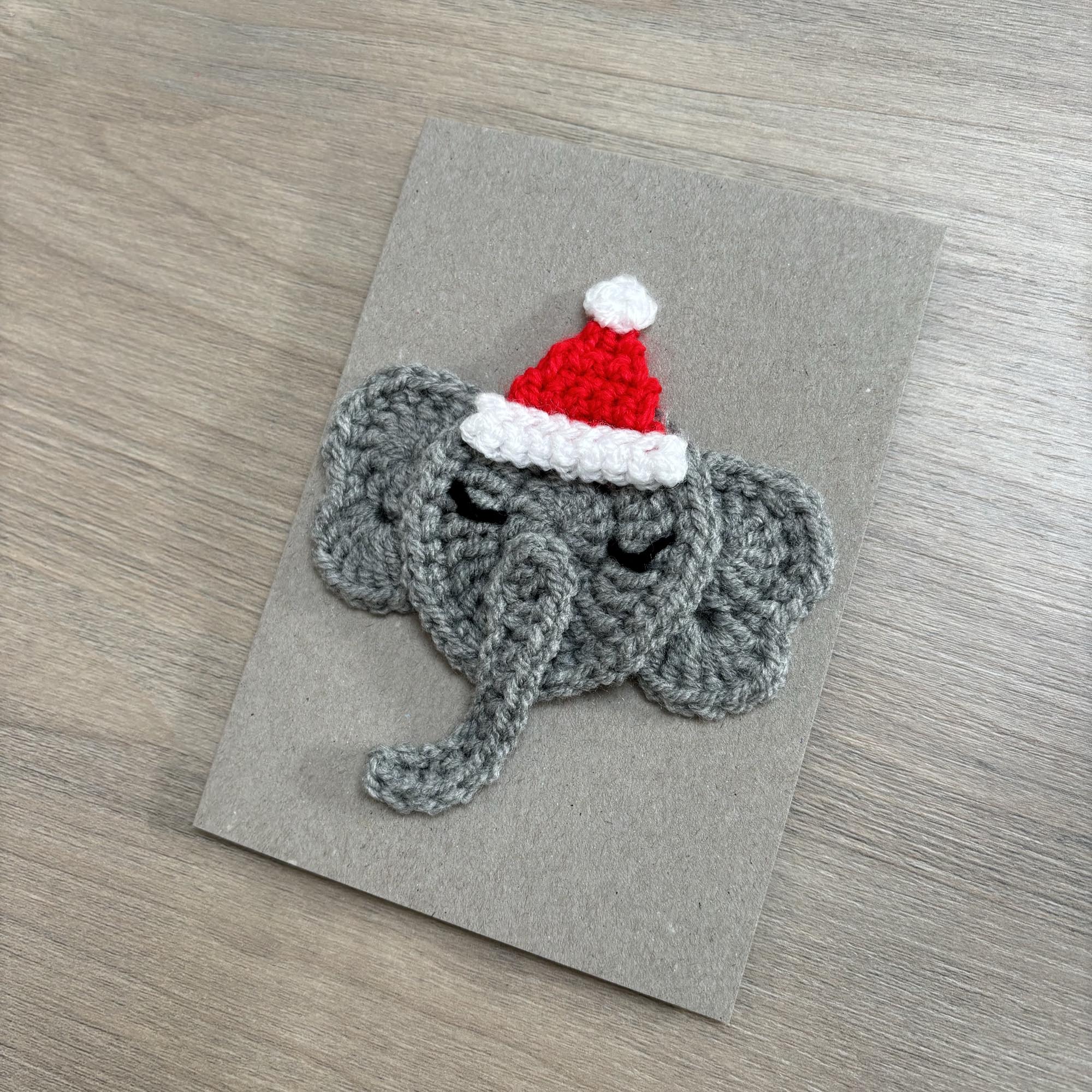 Crochet Christmas Elephant 100% Recycled Greetings Card
