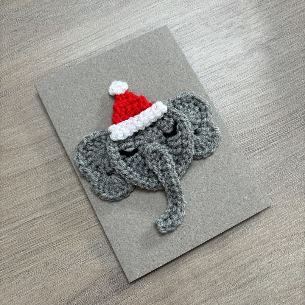 Crochet Christmas Elephant 100% Recycled Greetings Card