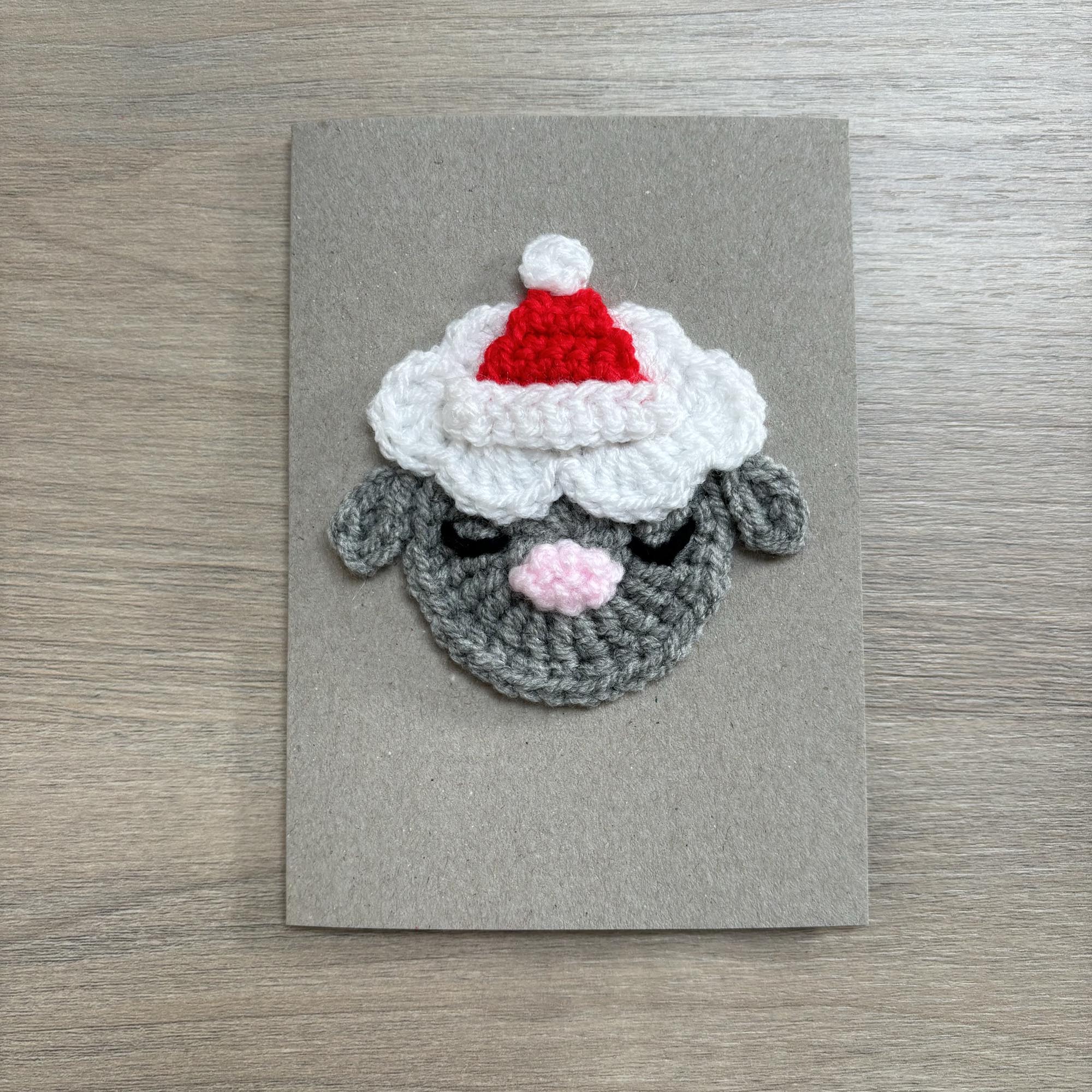 Crochet Christmas Sheep 100% Recycled Greetings Card