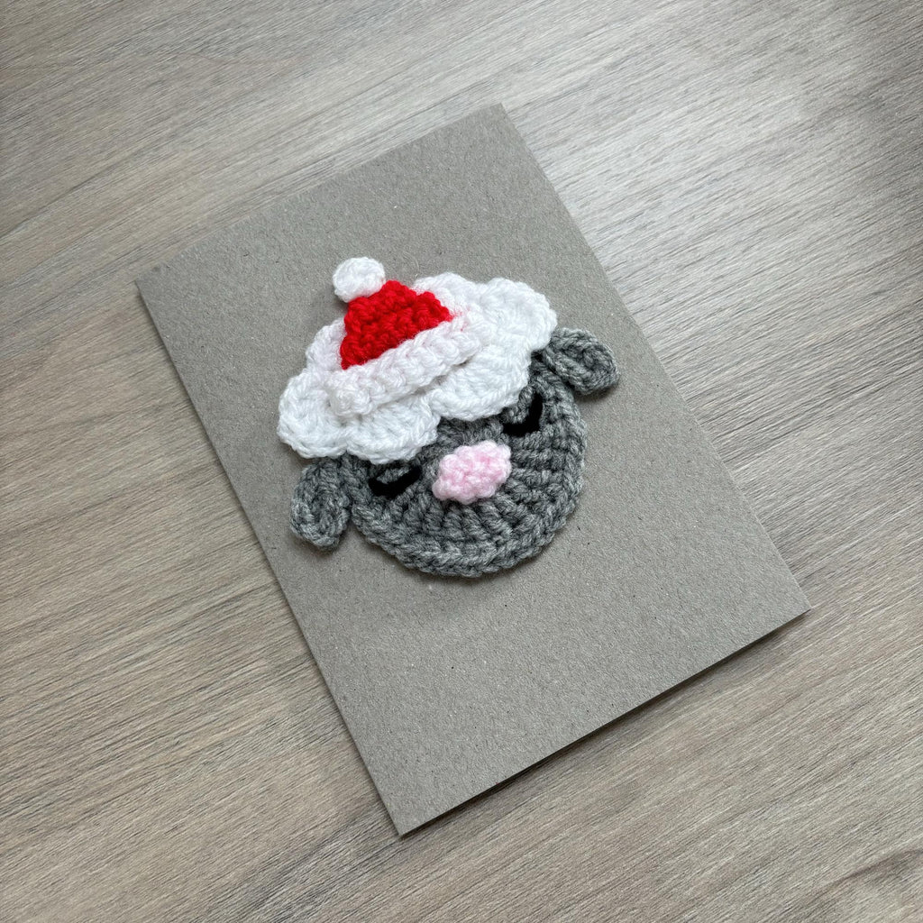 Crochet Christmas Sheep 100% Recycled Greetings Card
