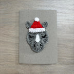 Crochet Christmas Rhino 100% Recycled Greetings Card