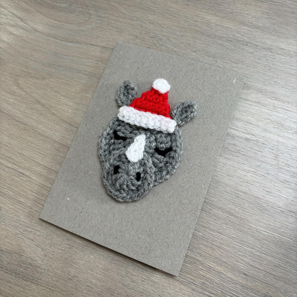 Crochet Christmas Rhino 100% Recycled Greetings Card