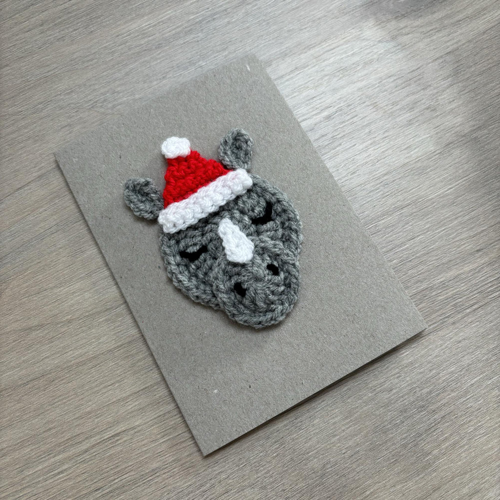 Crochet Christmas Rhino 100% Recycled Greetings Card