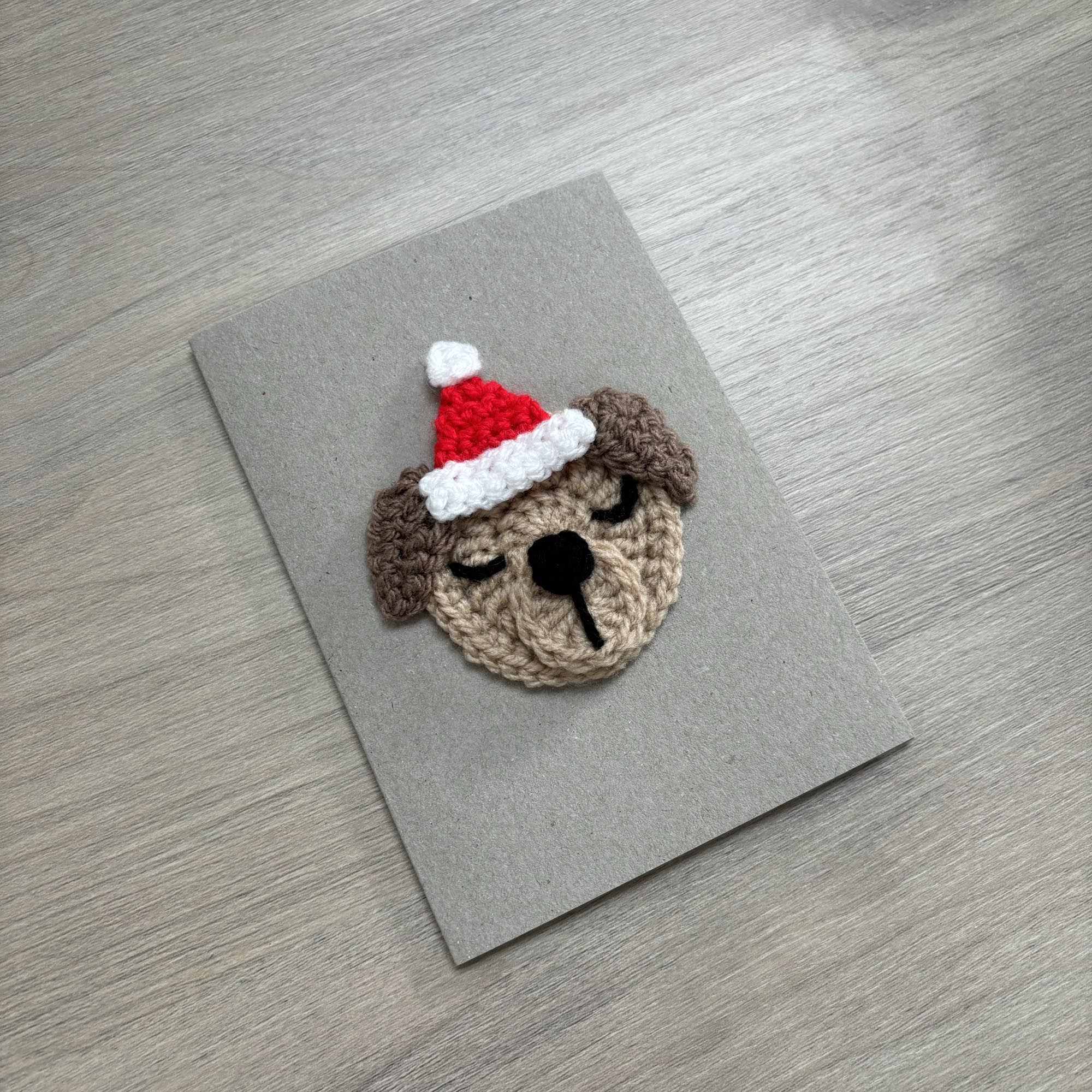 Crochet Christmas Dog 100% Recycled Greetings Card