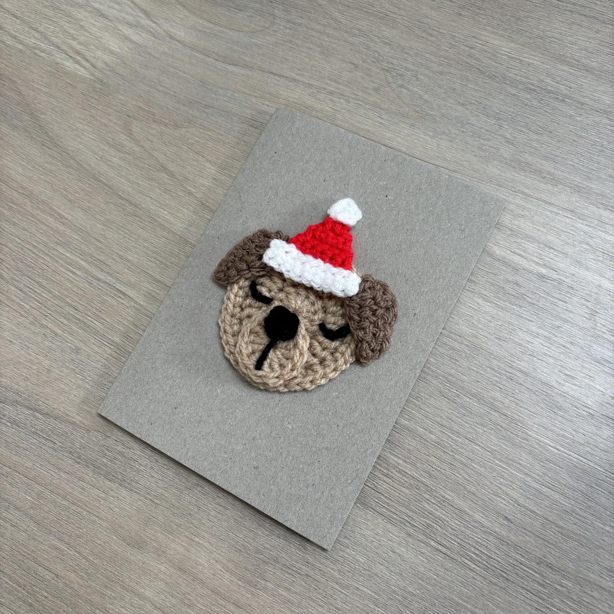Crochet Christmas Dog 100% Recycled Greetings Card